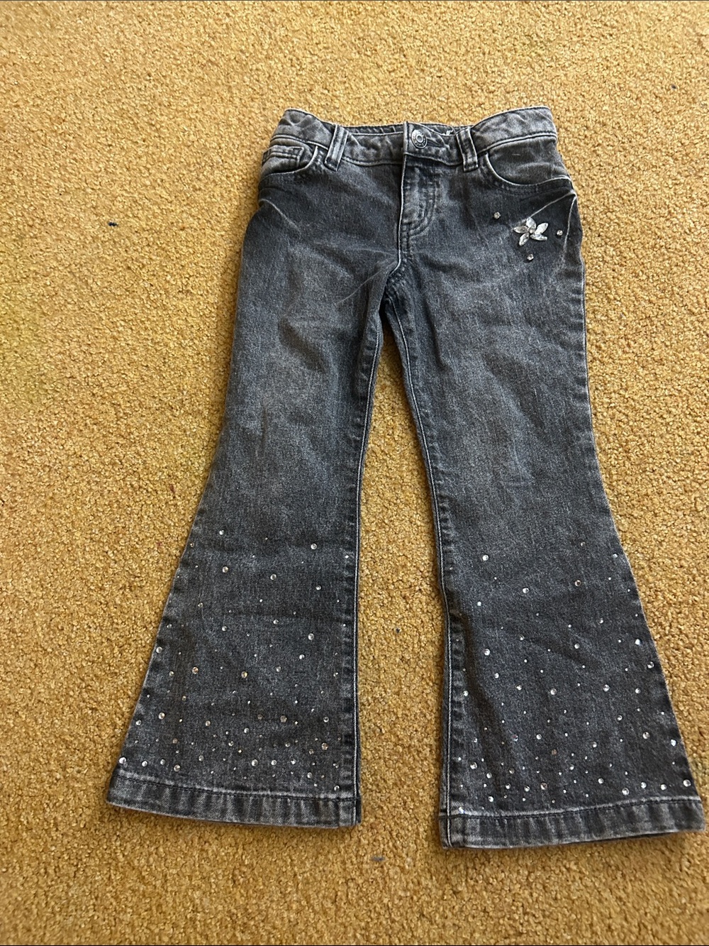 Cat & Jack Gray Flared Jeans with Rhinestone Details